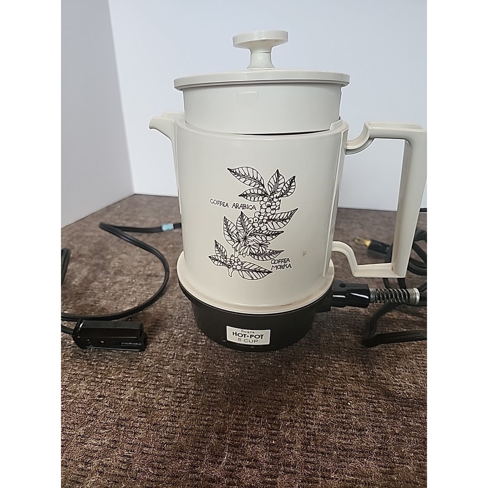 Sears 1970s 5-cup Hot‎ Pot Ivory Brown Vintage Tested Extra Cord